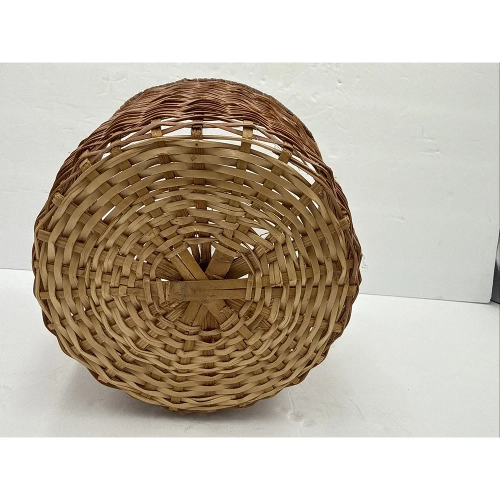 Vintage Woven Wood‎ Splint Waste Basket Rustic Farmhouse Decor Storage